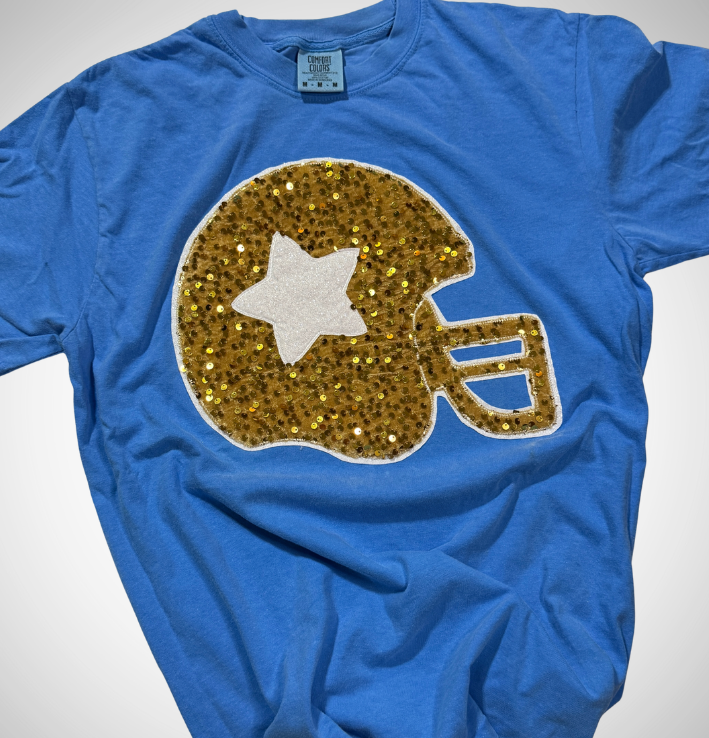 Sequin Football Helmet Tee | Customize Colors