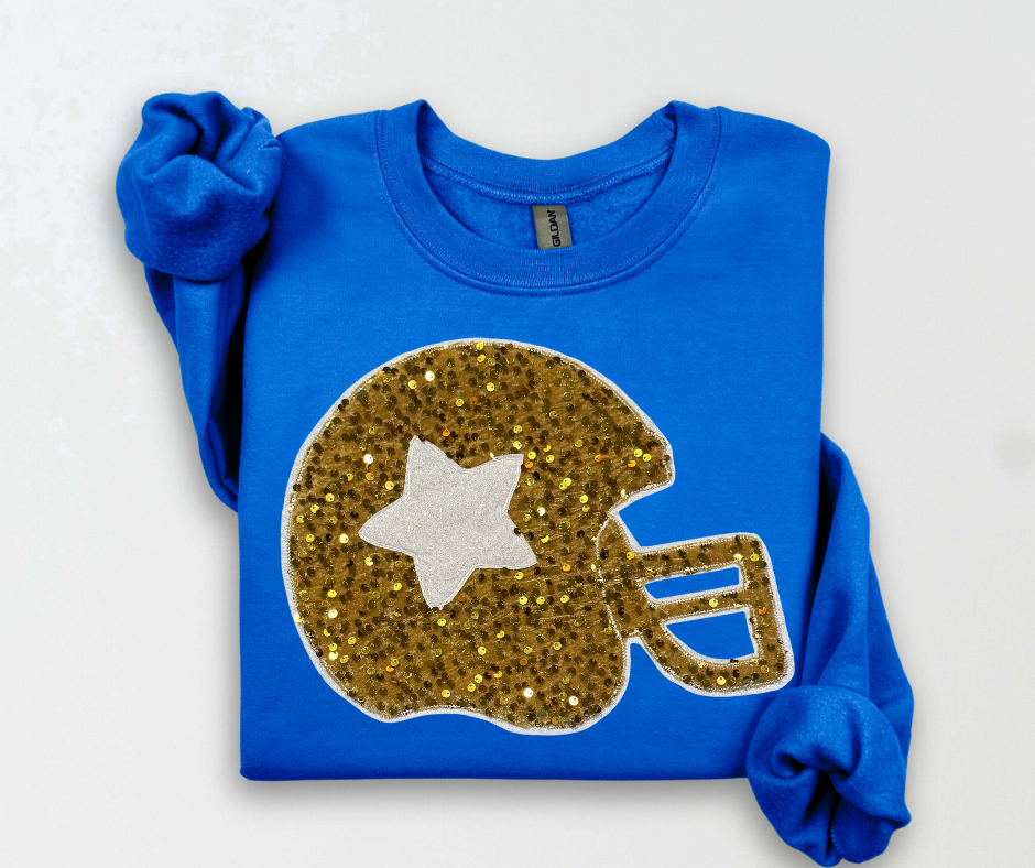 Sequin Football Helmet Sweatshirt | Customize Colors