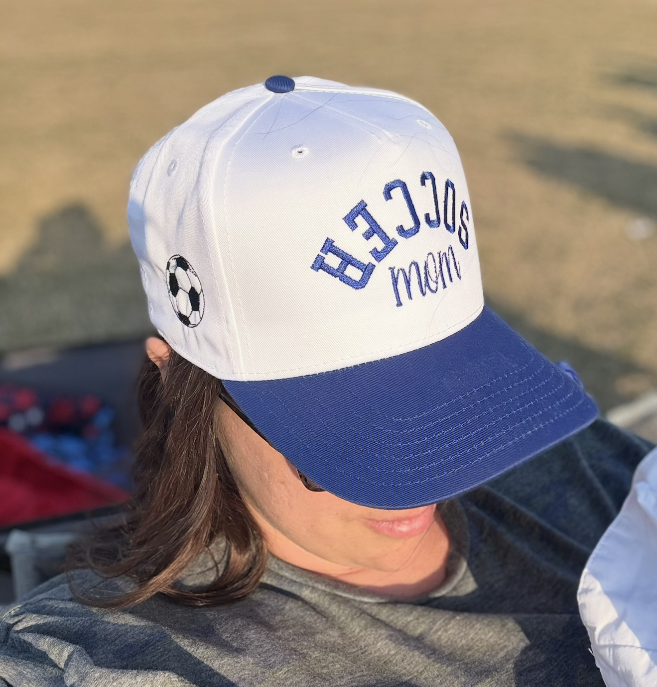 Sport Mom Trucker Hat | Embroidered Upside Down |Side Detail