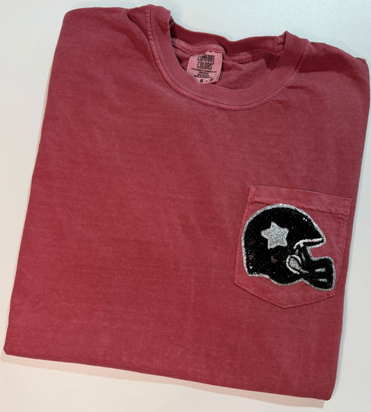 POCKET Sequin Football Helmet Tee | Customize Colors