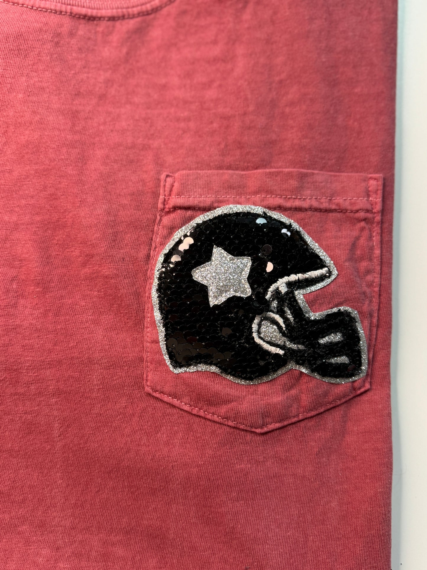 POCKET Sequin Football Helmet Tee | Customize Colors