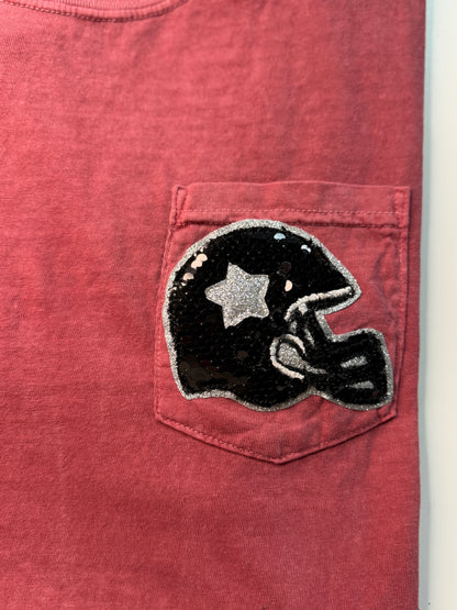 POCKET Sequin Football Helmet Tee | Customize Colors