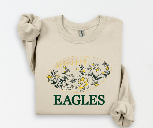 Floral Football Sweatshirt | Custom Gameday Colors | Embroidered