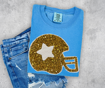 Sequin Football Helmet Tee | Customize Colors