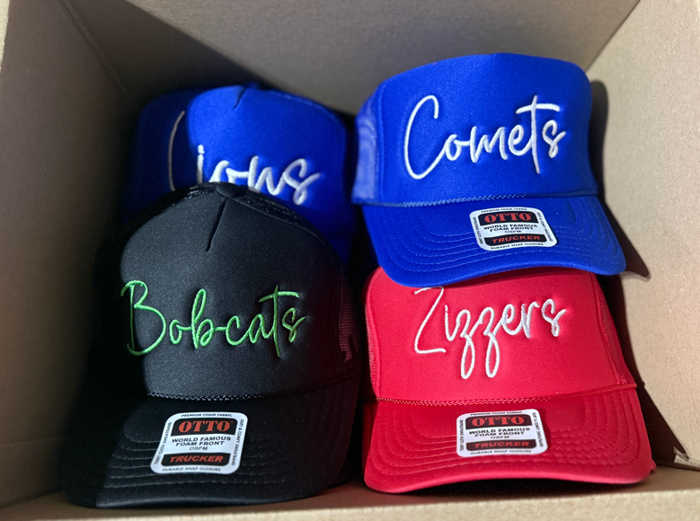 Defender Custom Script Font Foam Trucker | Embroidered